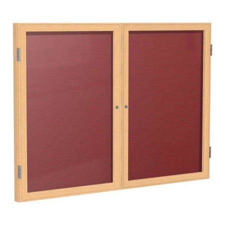 Ghent Ghent Enclosed Letter Board - 2 Door - Burgundy Letterboard w/Oak Frame - 48" x 60" PW24860B-BG